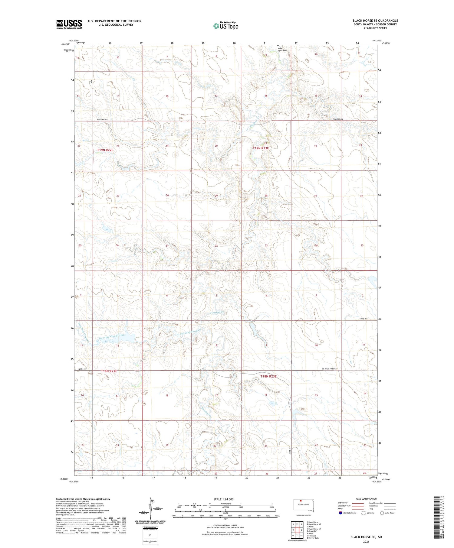 Black Horse SE South Dakota US Topo Map Image