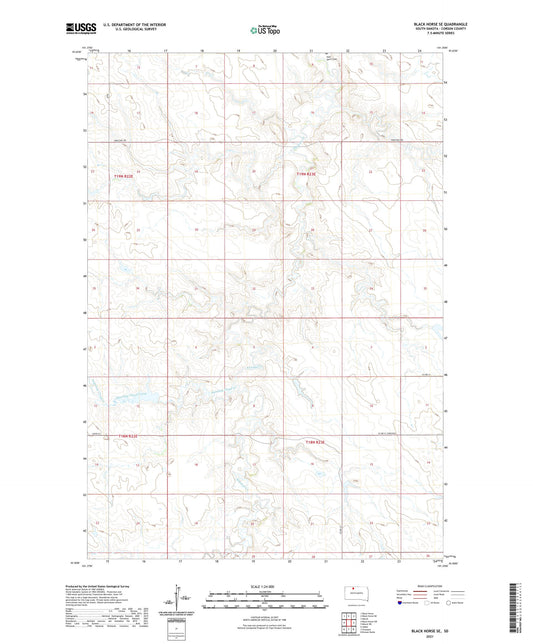 Black Horse SE South Dakota US Topo Map Image