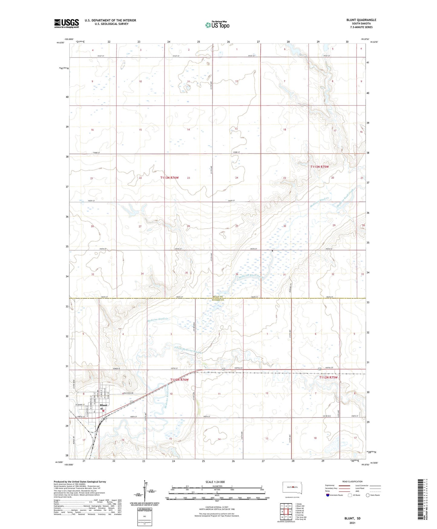 Blunt South Dakota US Topo Map Image