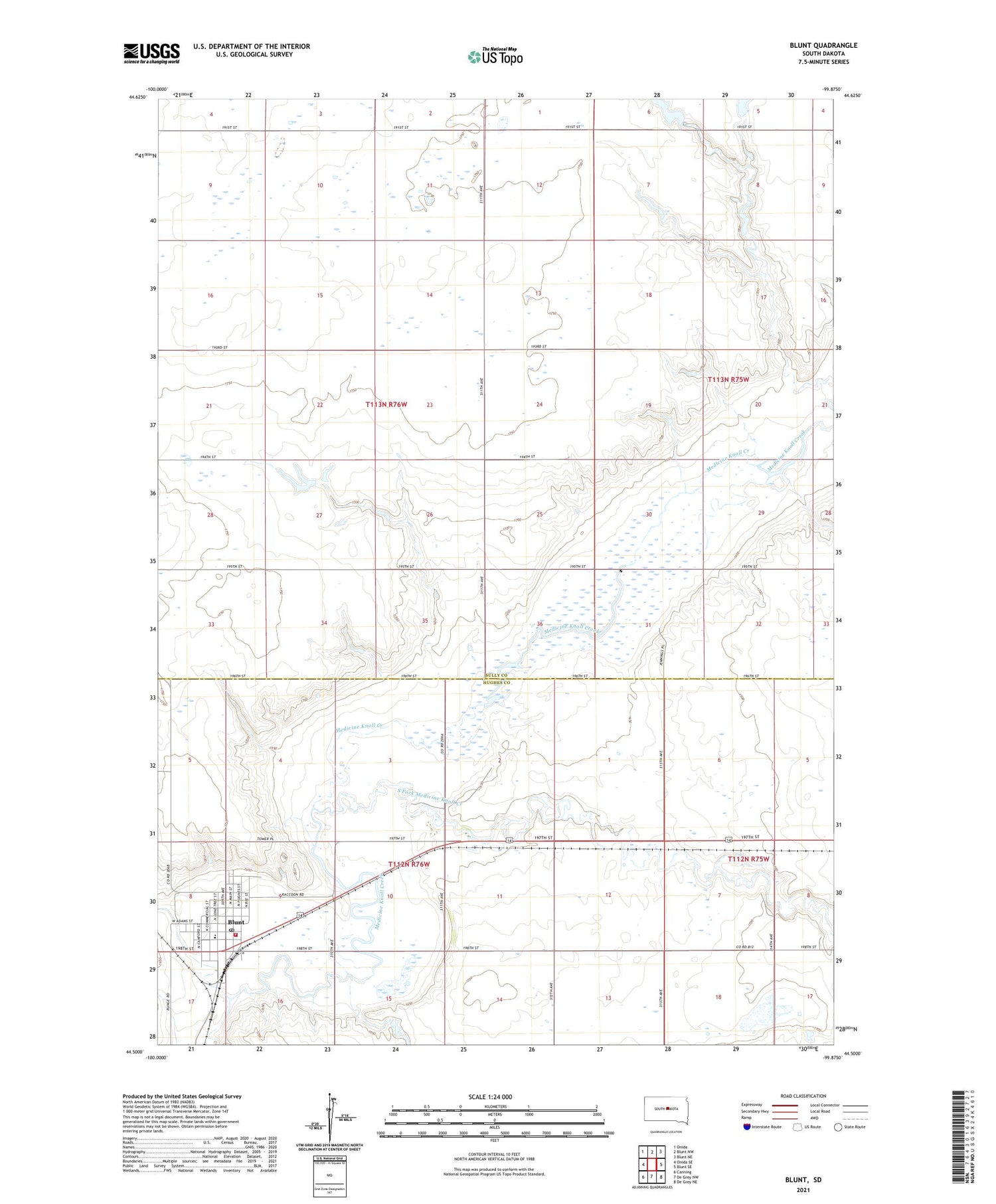 Blunt South Dakota US Topo Map Image