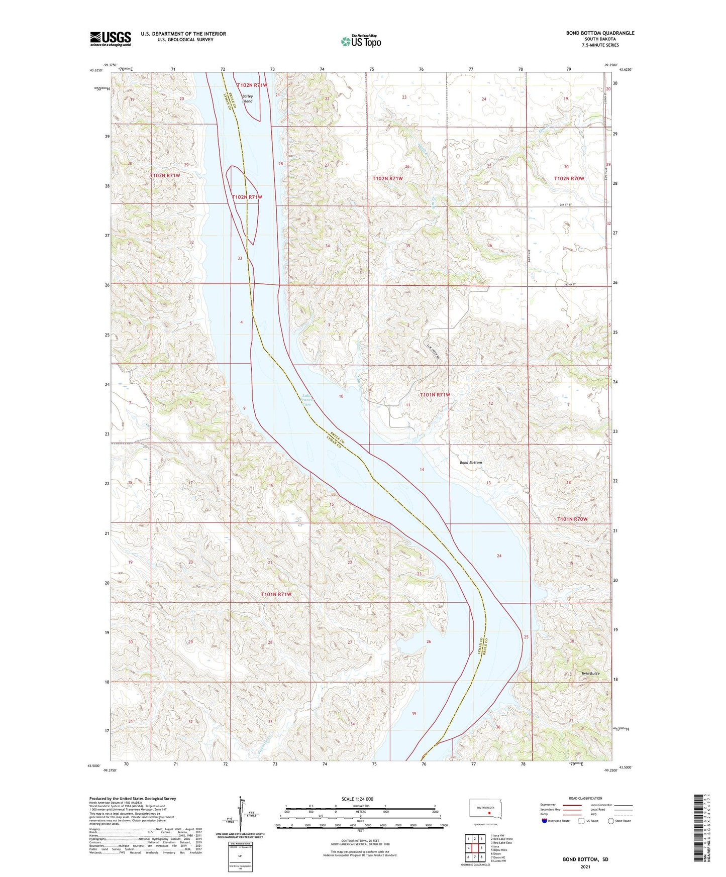 Bond Bottom South Dakota US Topo Map Image