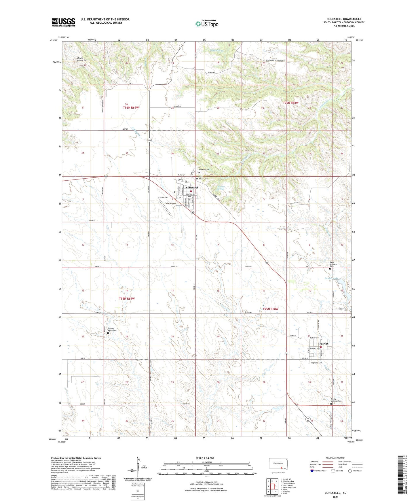 Bonesteel South Dakota US Topo Map Image