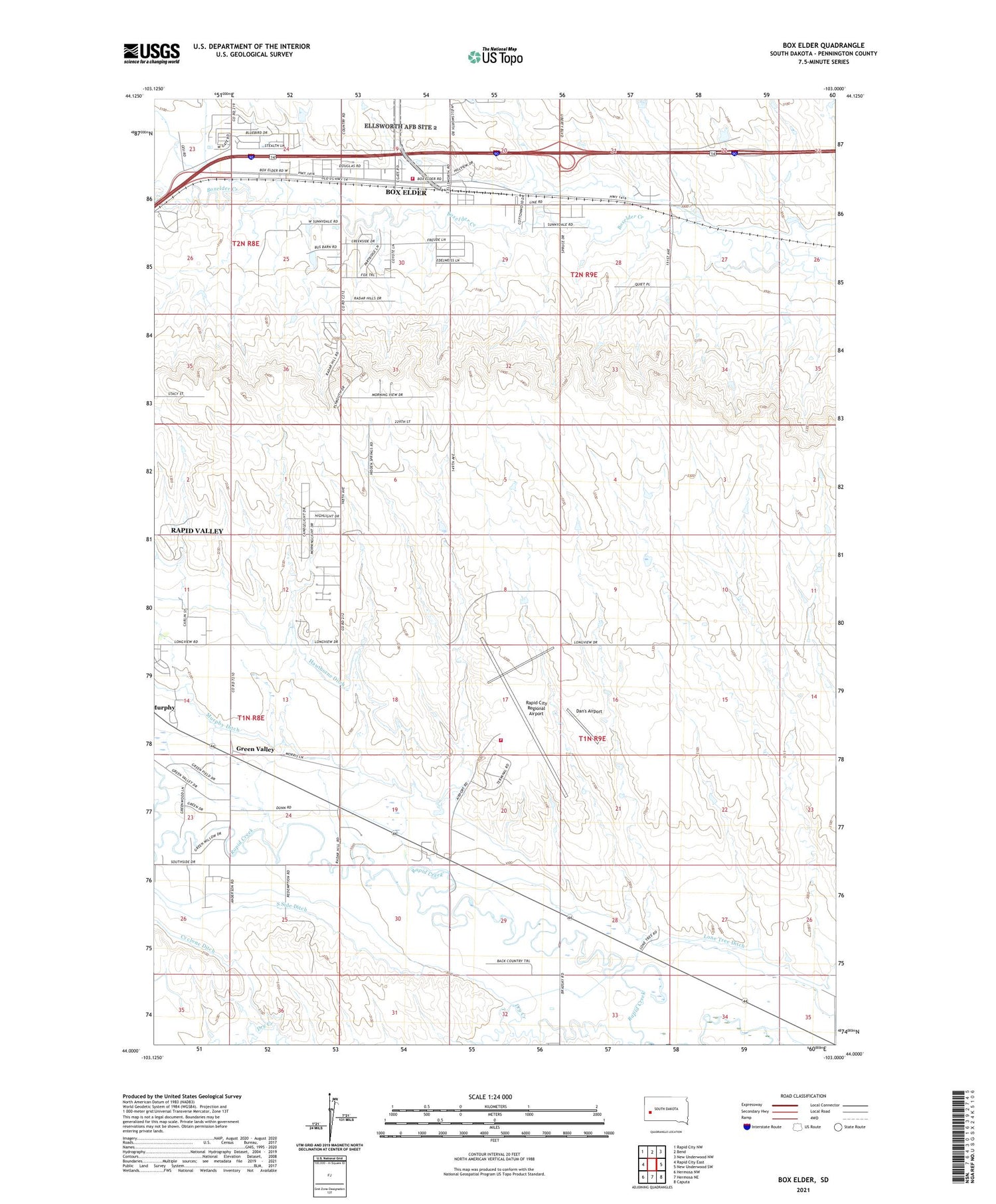 Box Elder South Dakota US Topo Map Image