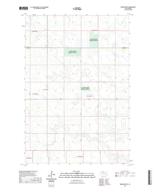 Brewer Butte South Dakota US Topo Map Image