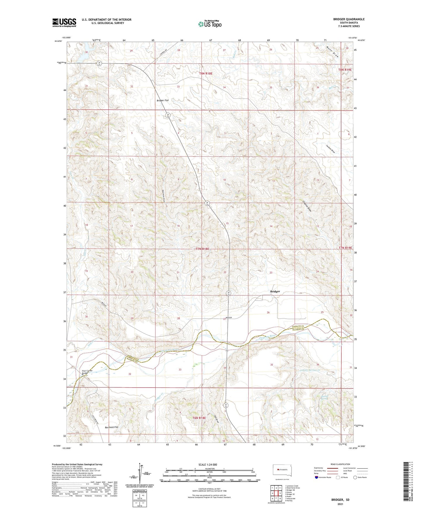 Bridger South Dakota US Topo Map Image