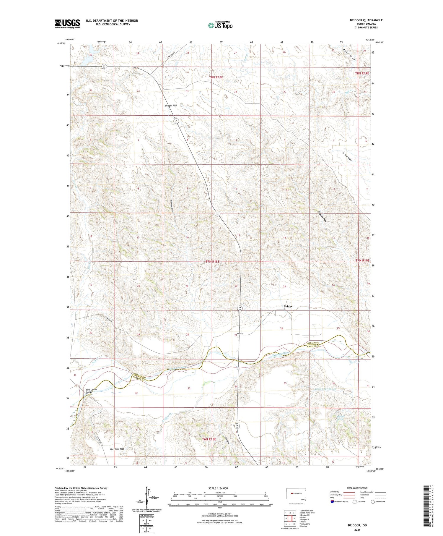 Bridger South Dakota US Topo Map Image