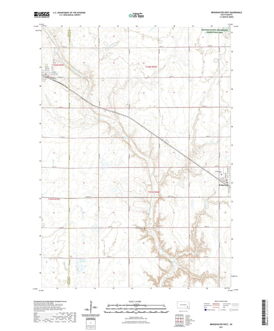 Bridgewater West South Dakota US Topo Map Image