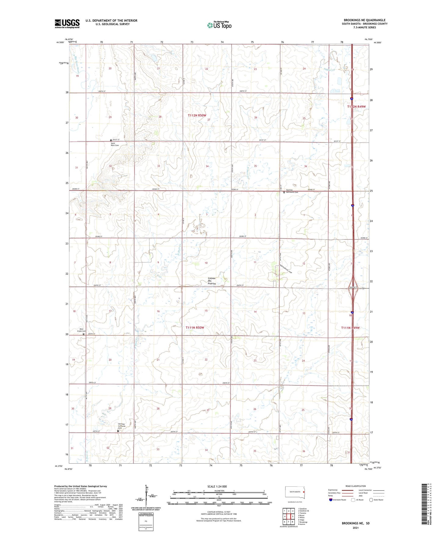 Brookings NE South Dakota US Topo Map Image