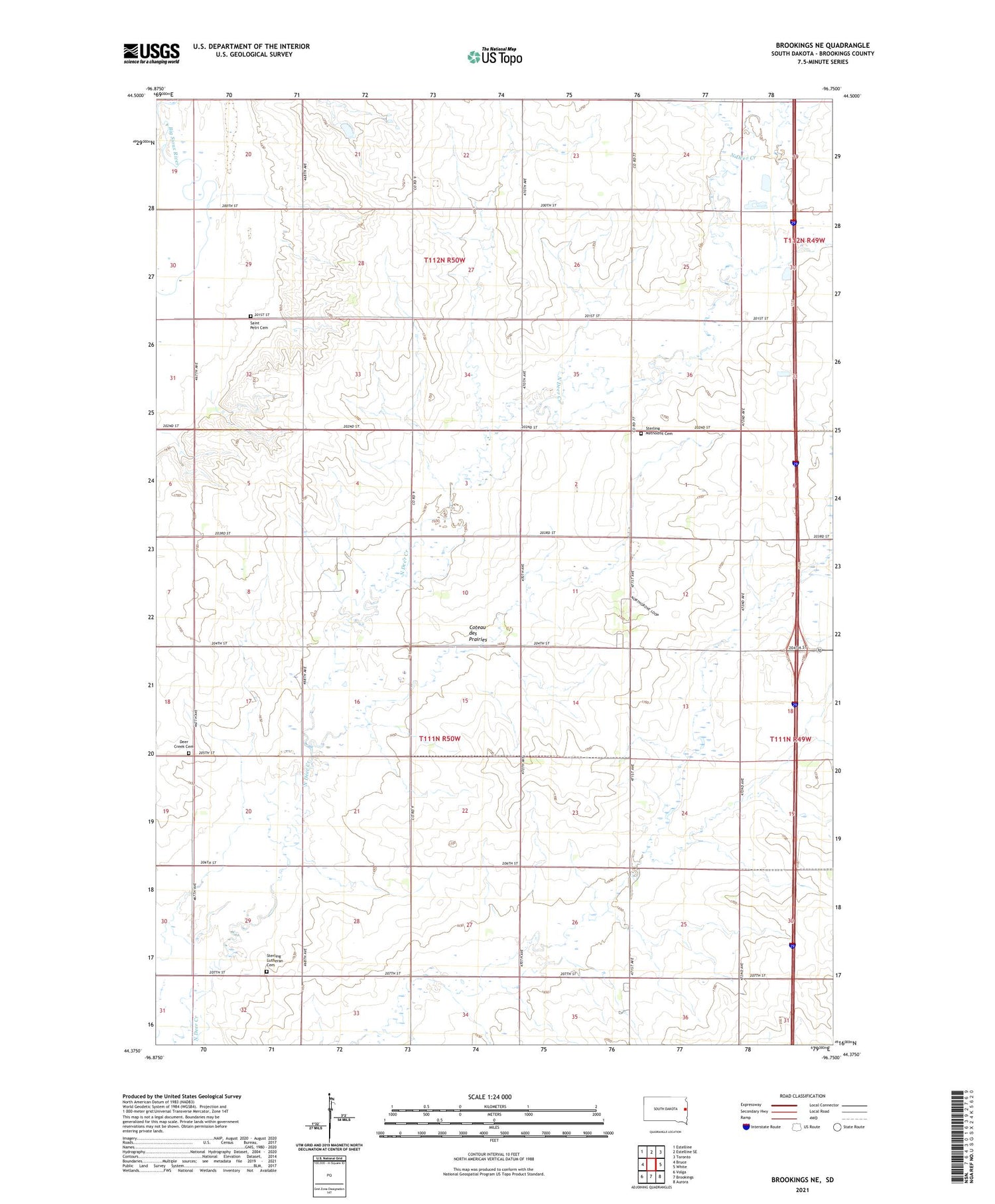 Brookings NE South Dakota US Topo Map Image