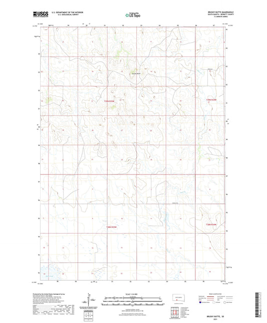 Brushy Butte South Dakota US Topo Map Image