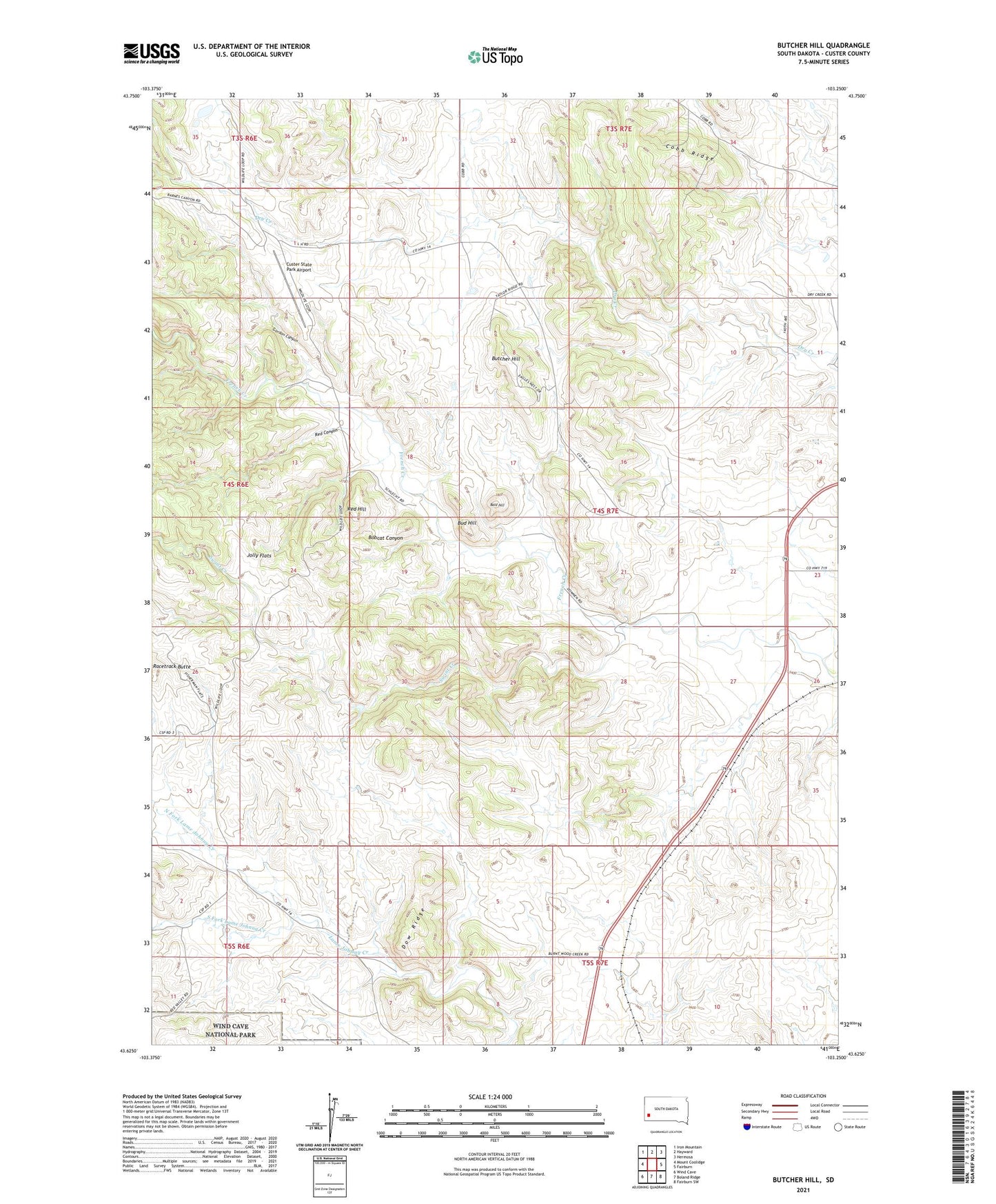Butcher Hill South Dakota US Topo Map Image