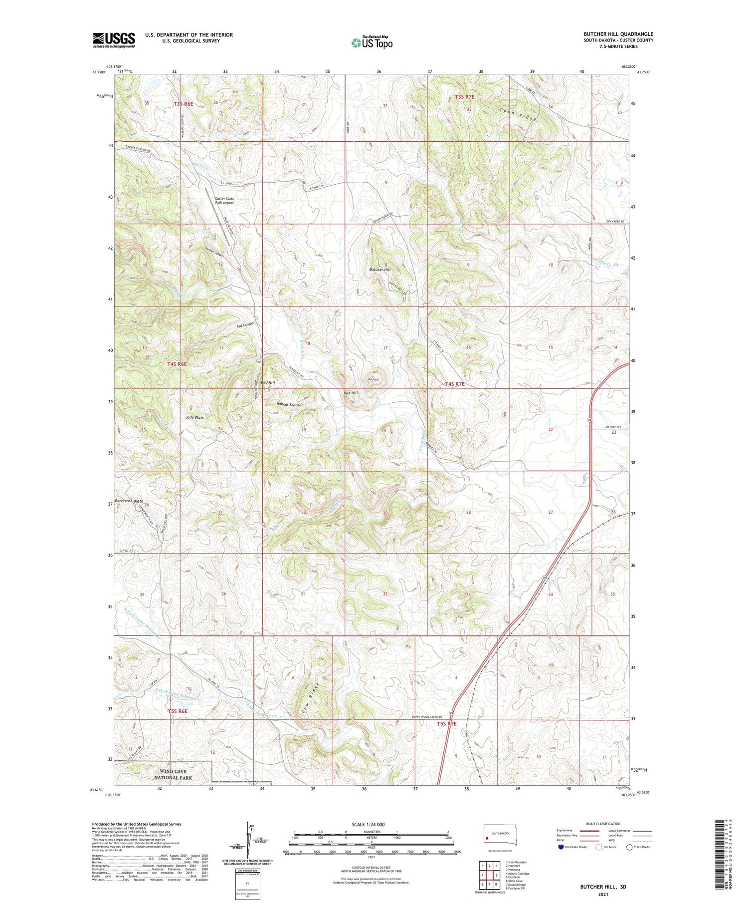 Butcher Hill South Dakota US Topo Map Image