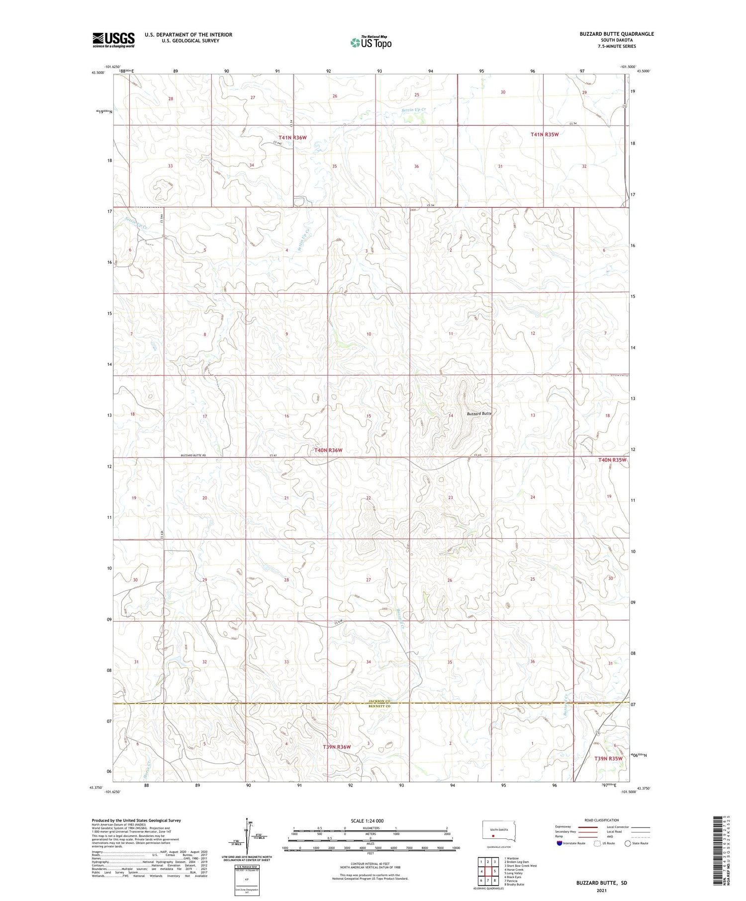 Buzzard Butte South Dakota US Topo Map Image