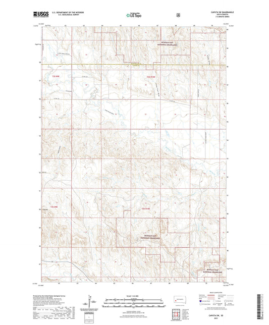 Caputa SW South Dakota US Topo Map Image