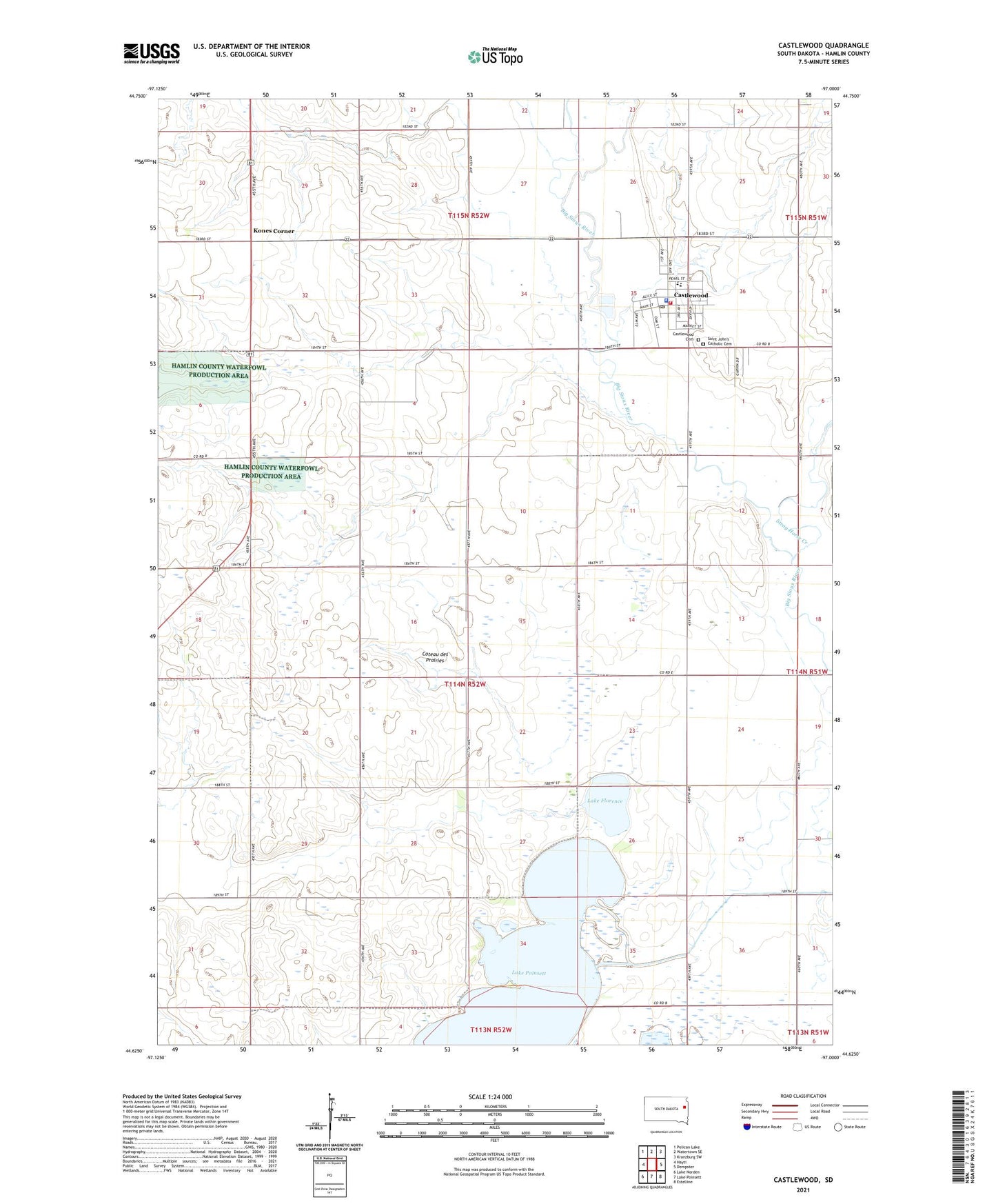 Castlewood South Dakota US Topo Map Image