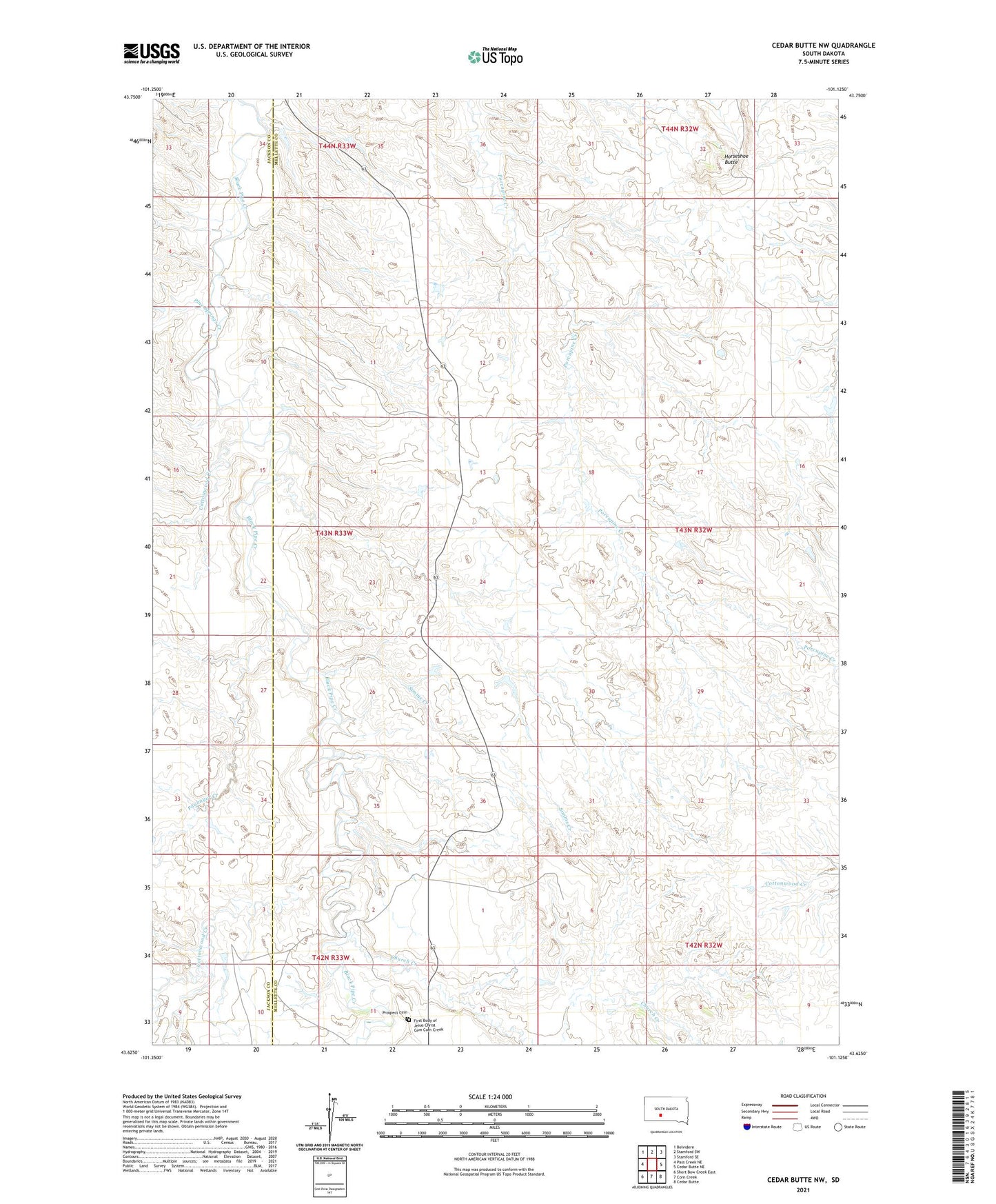 Cedar Butte NW South Dakota US Topo Map Image