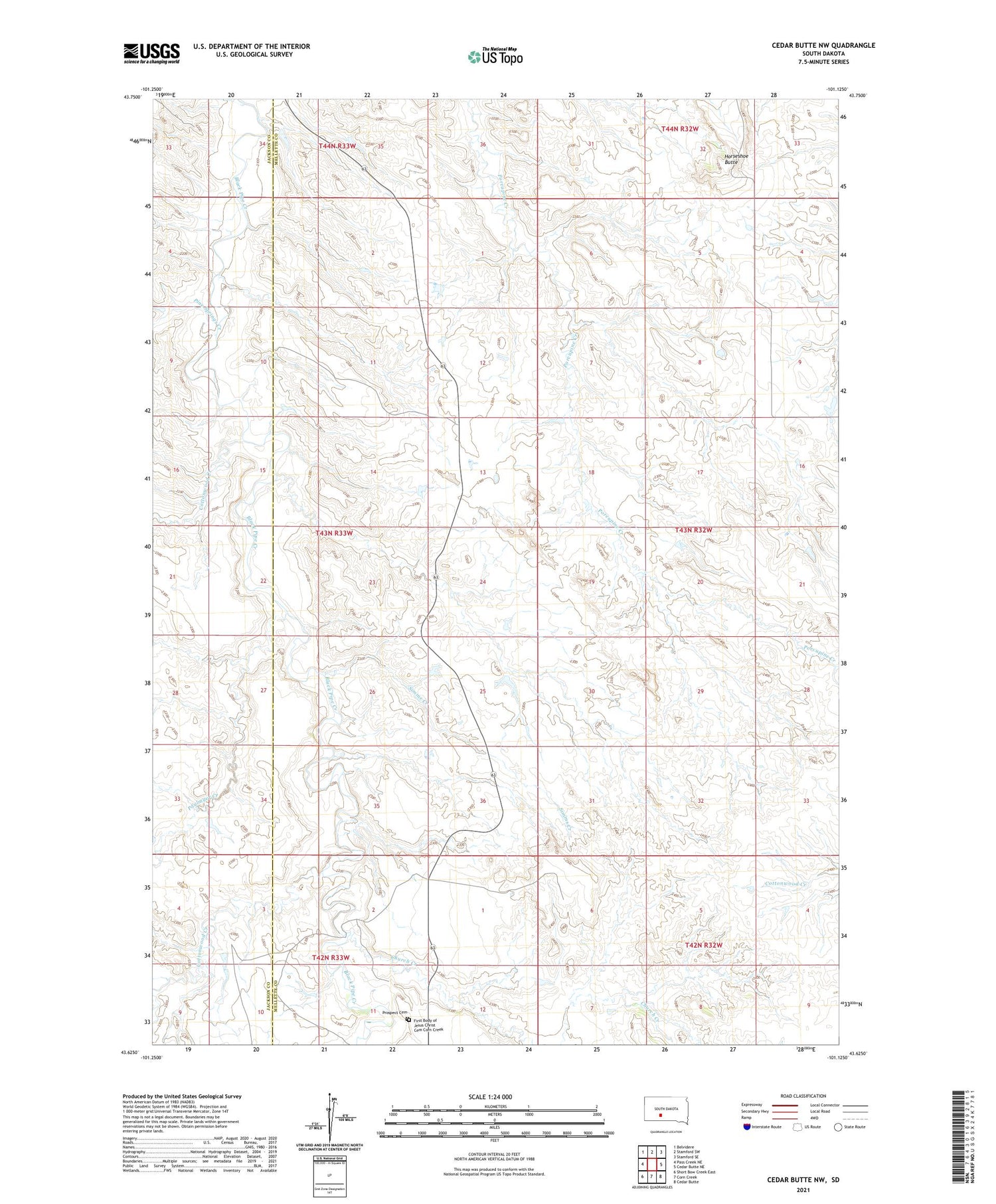 Cedar Butte NW South Dakota US Topo Map Image