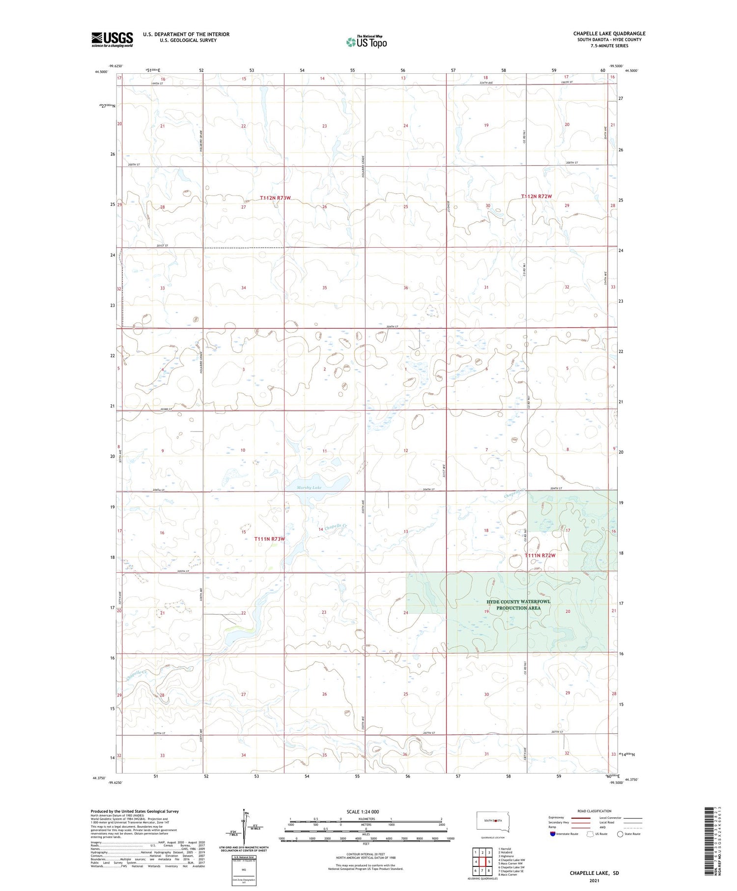 Chapelle Lake South Dakota US Topo Map Image