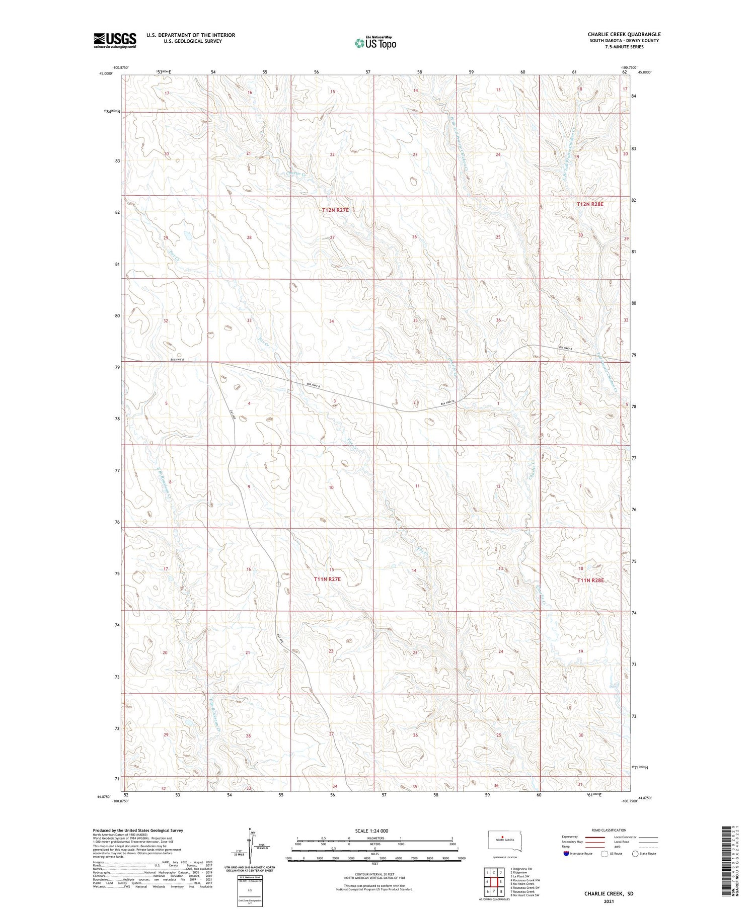 Charlie Creek South Dakota US Topo Map Image