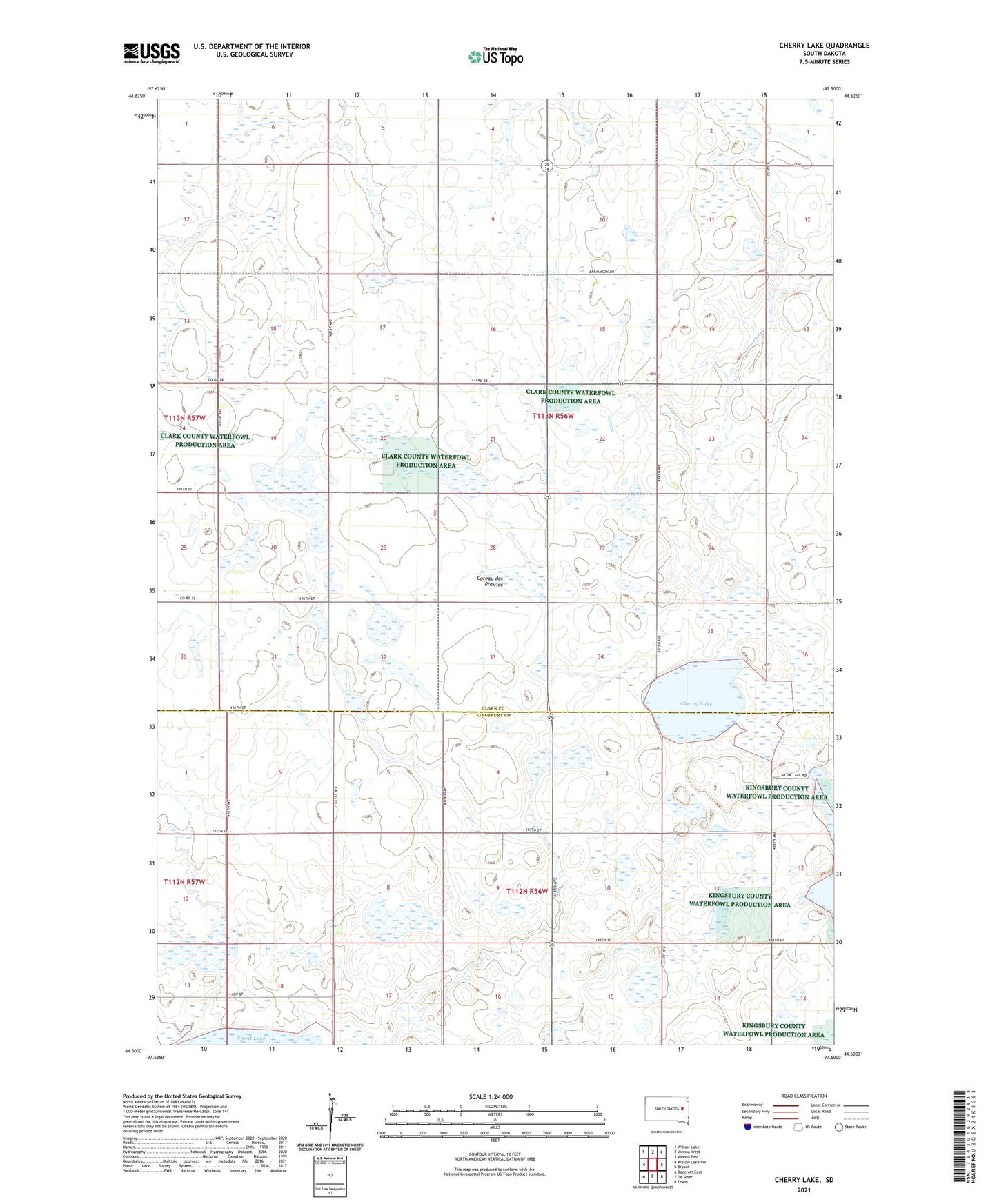 Cherry Lake South Dakota US Topo Map Image
