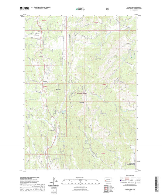 Cicero Peak South Dakota US Topo Map Image