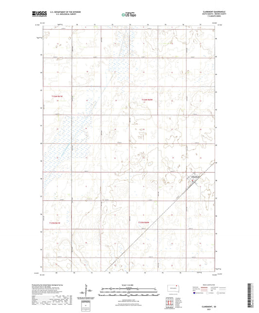 Claremont South Dakota US Topo Map Image