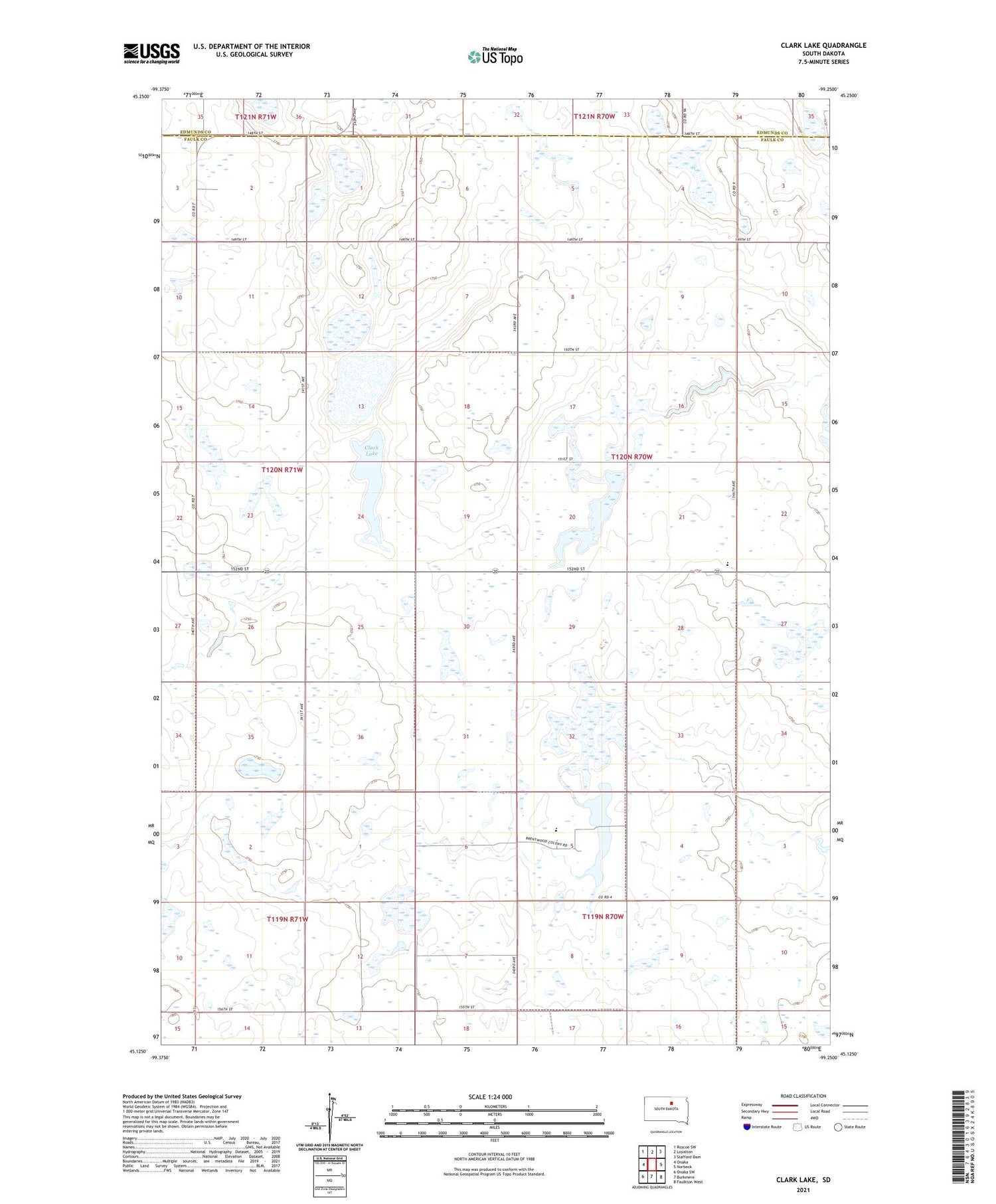 Clark Lake South Dakota US Topo Map Image