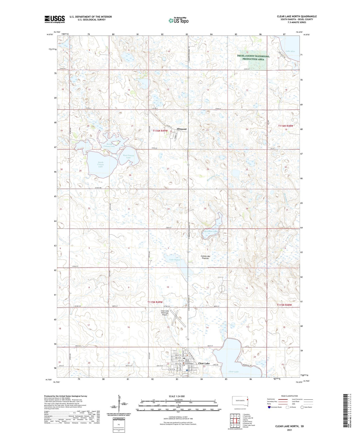 Clear Lake North South Dakota US Topo Map Image