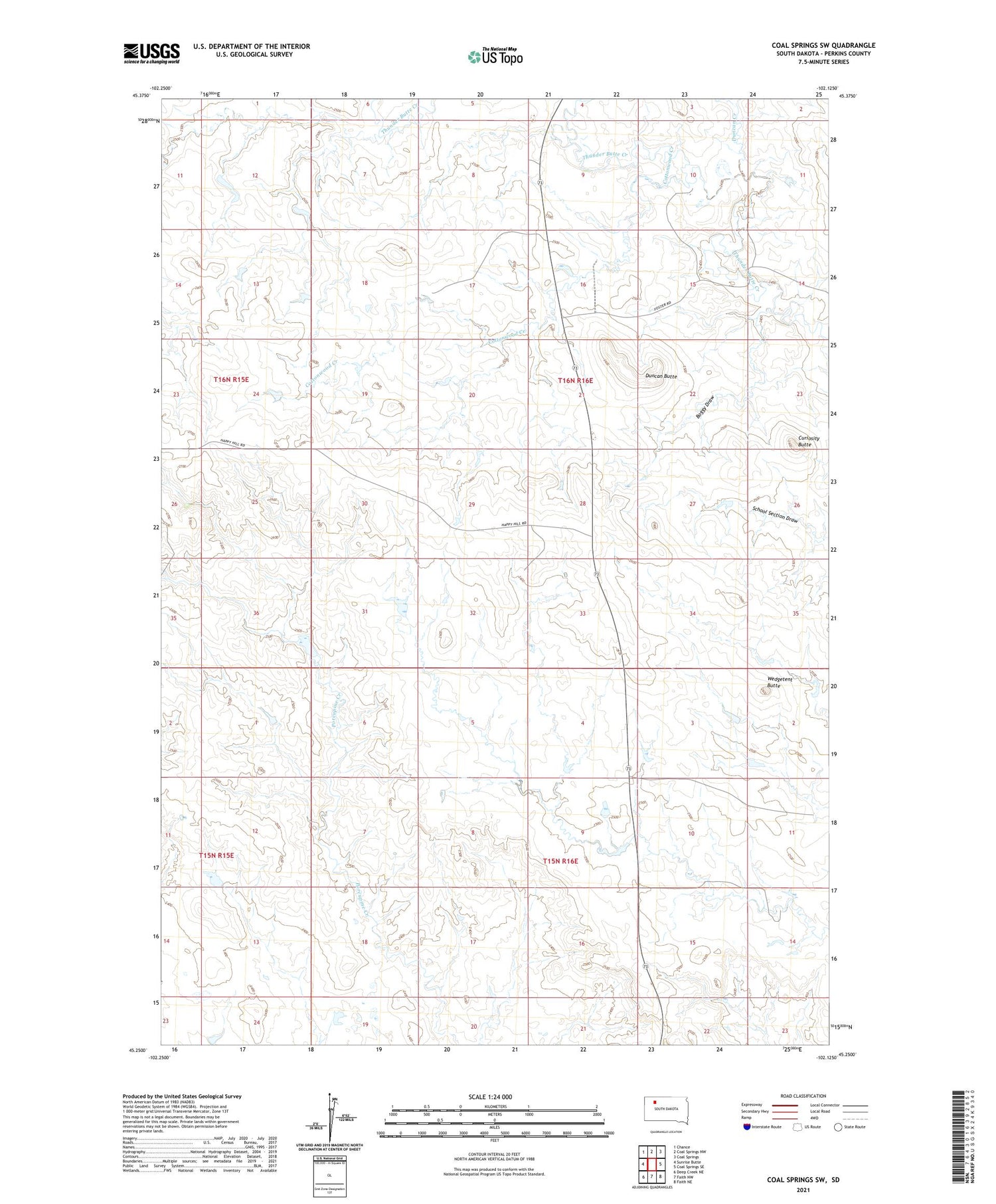 Coal Springs SW South Dakota US Topo Map Image