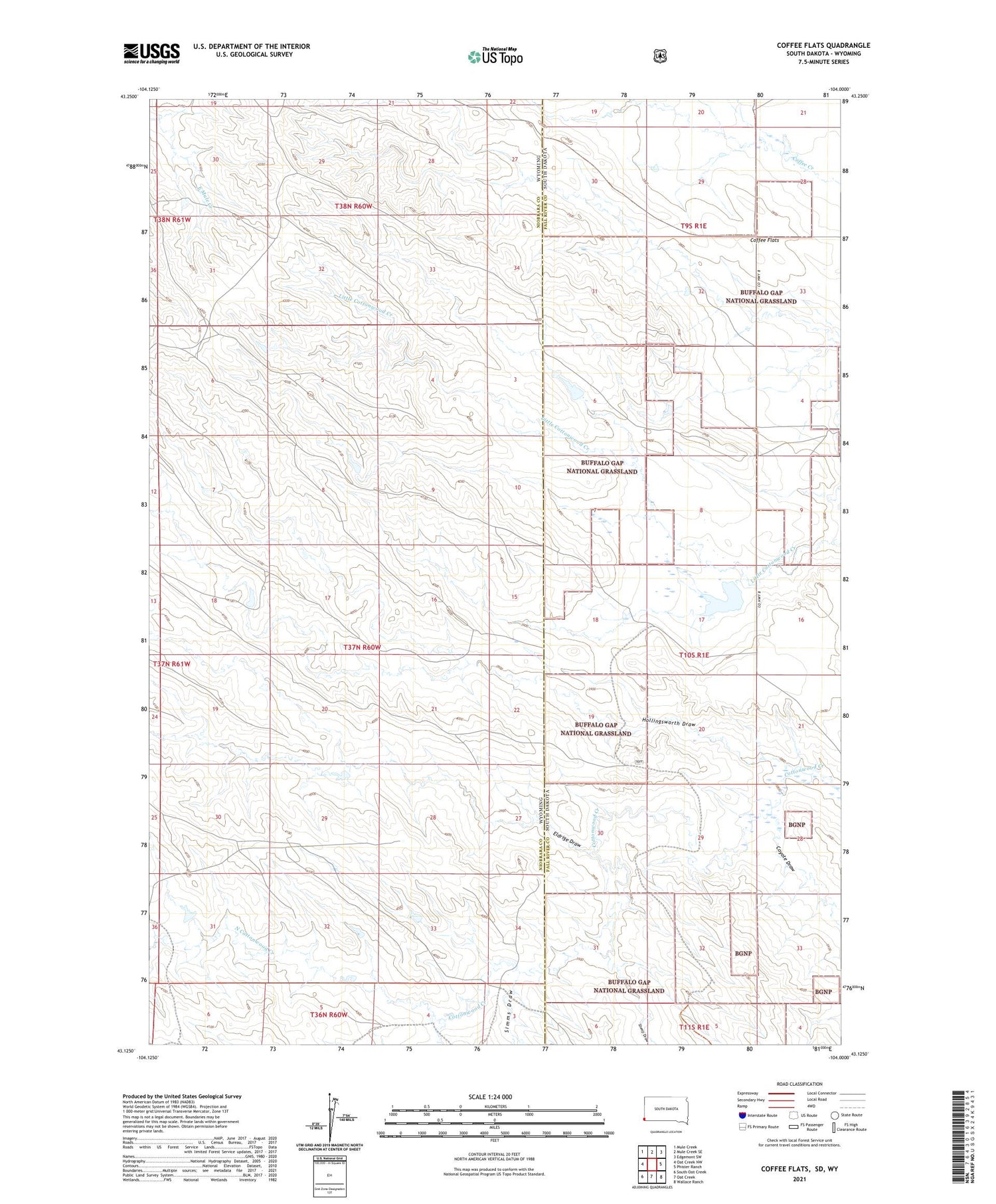 Coffee Flats South Dakota US Topo Map Image