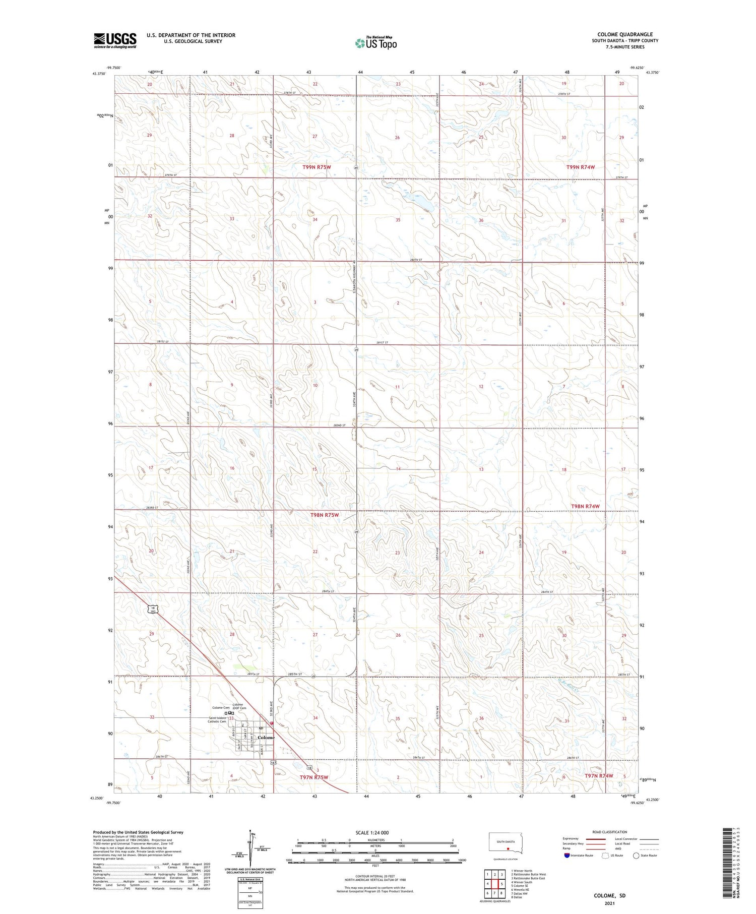 Colome South Dakota US Topo Map Image