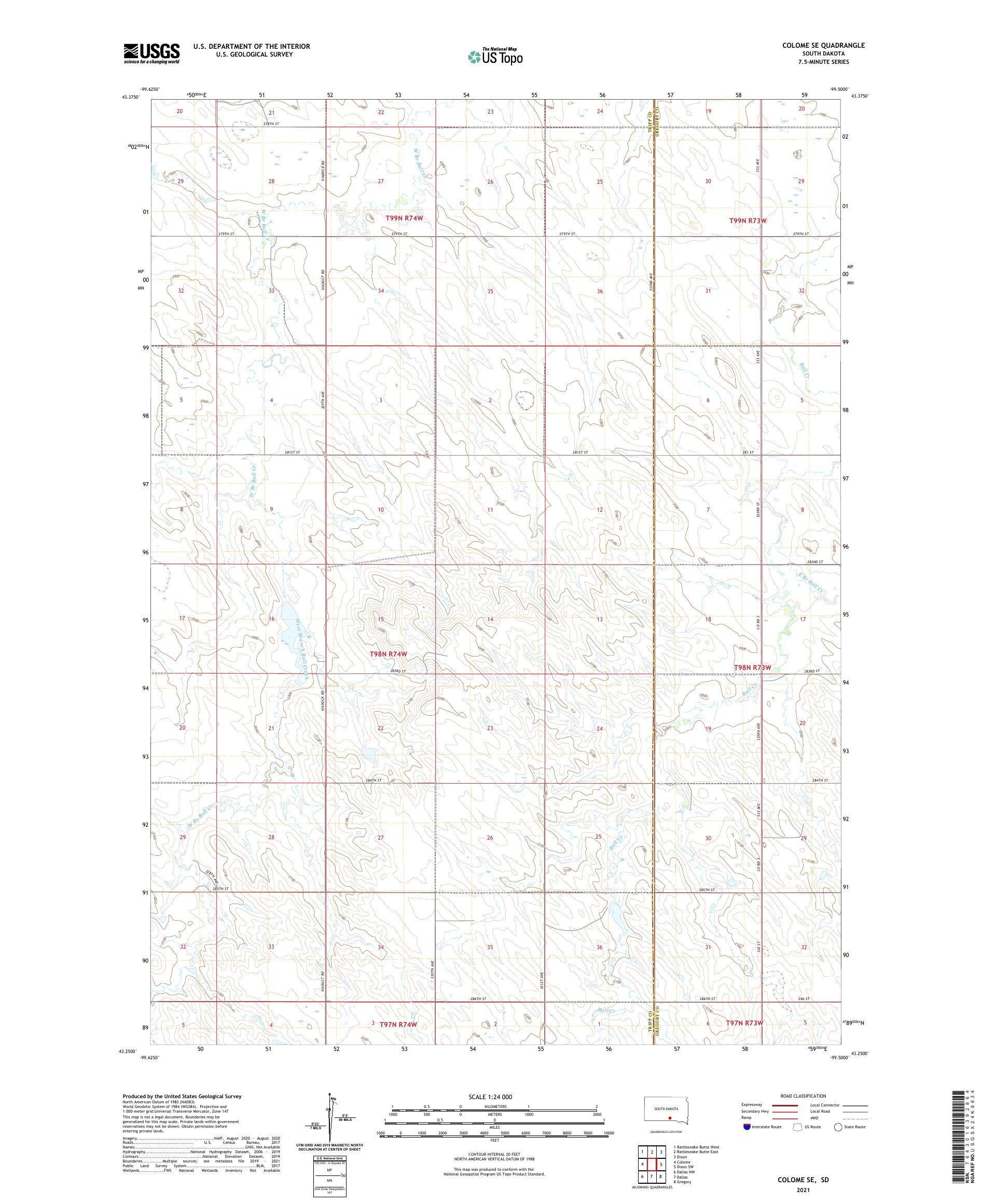 Colome SE South Dakota US Topo Map – MyTopo Map Store