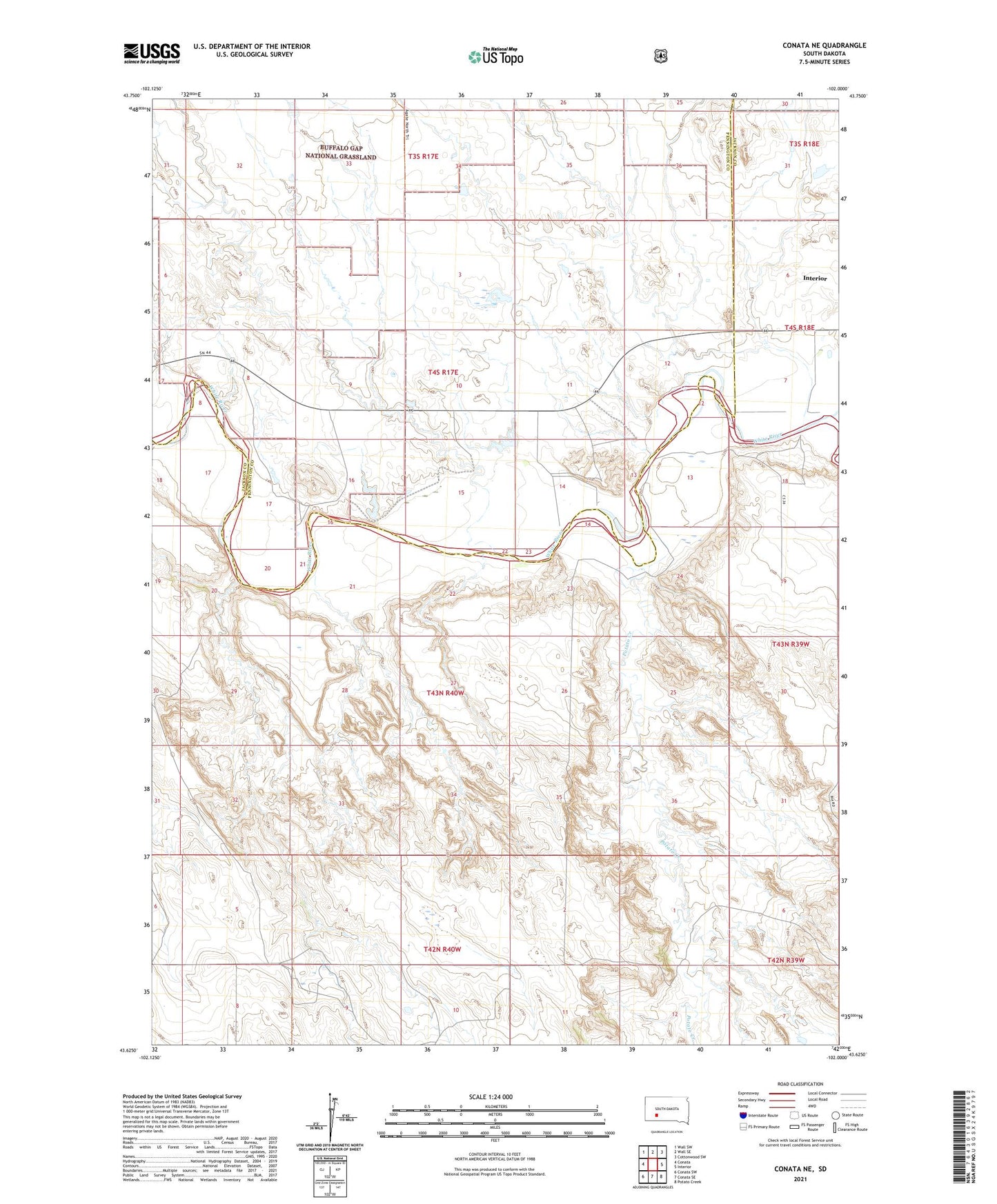 Conata NE South Dakota US Topo Map Image