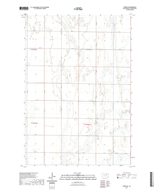 Conde SW South Dakota US Topo Map Image