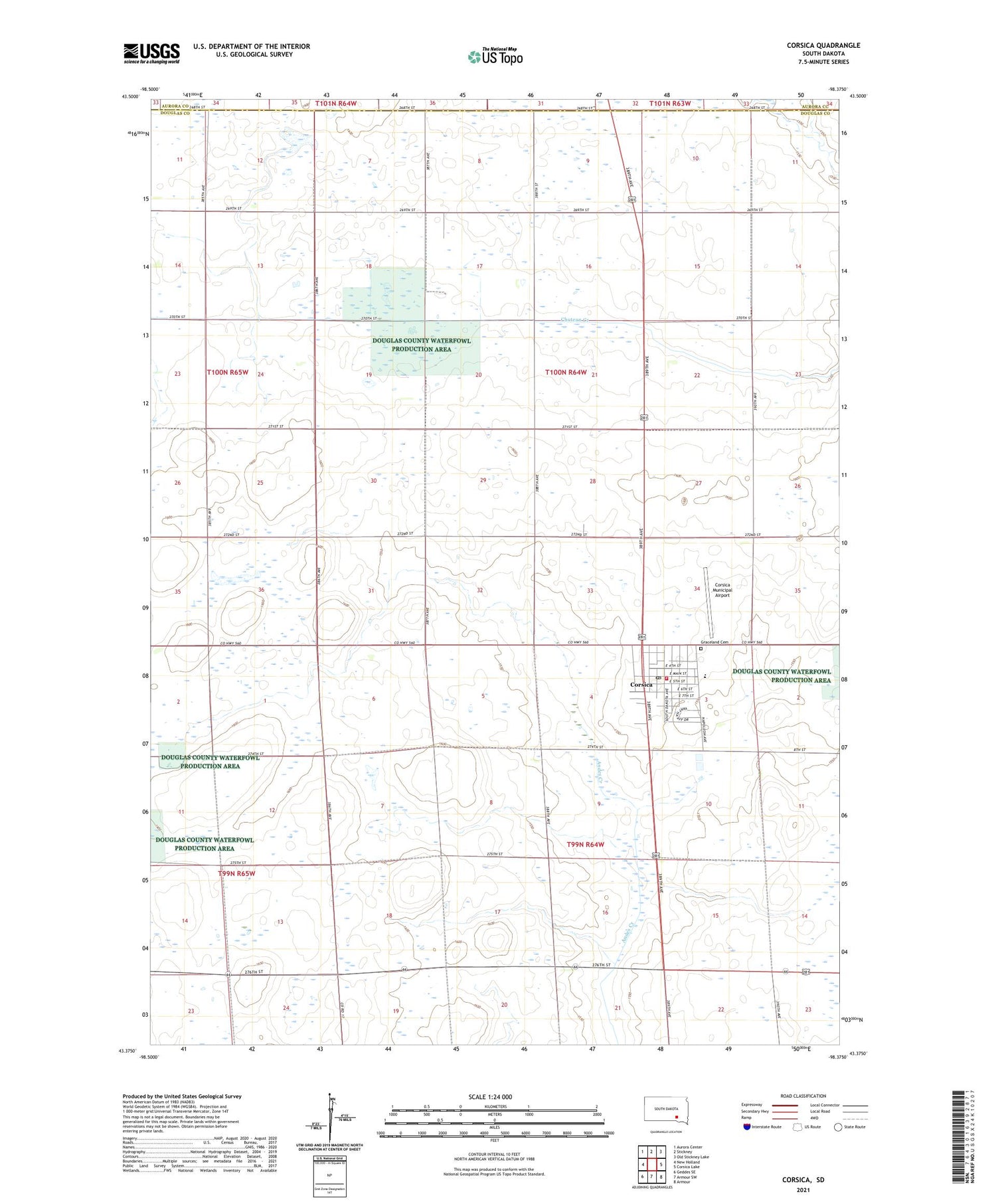 Corsica South Dakota US Topo Map Image
