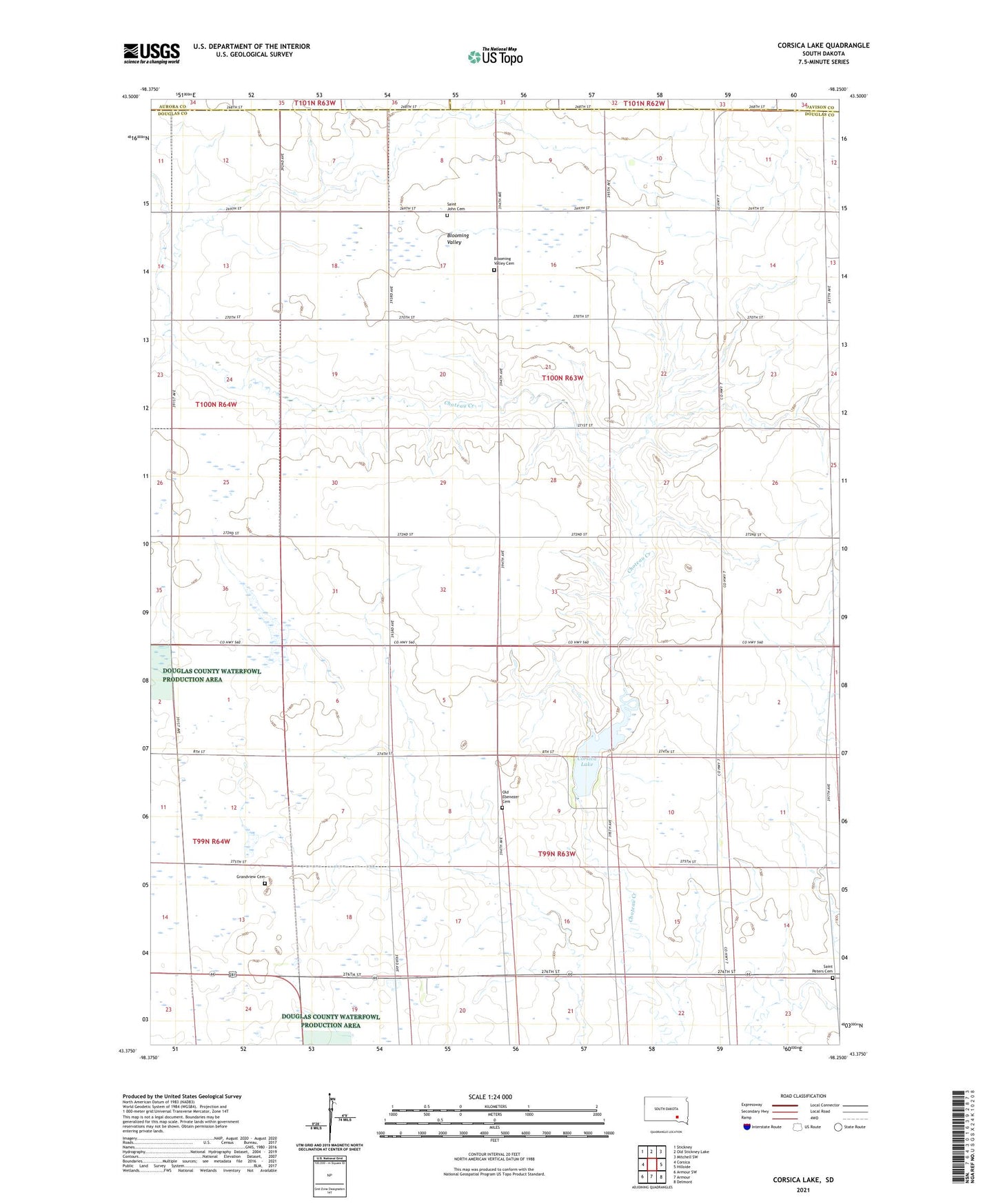 Corsica Lake South Dakota US Topo Map Image