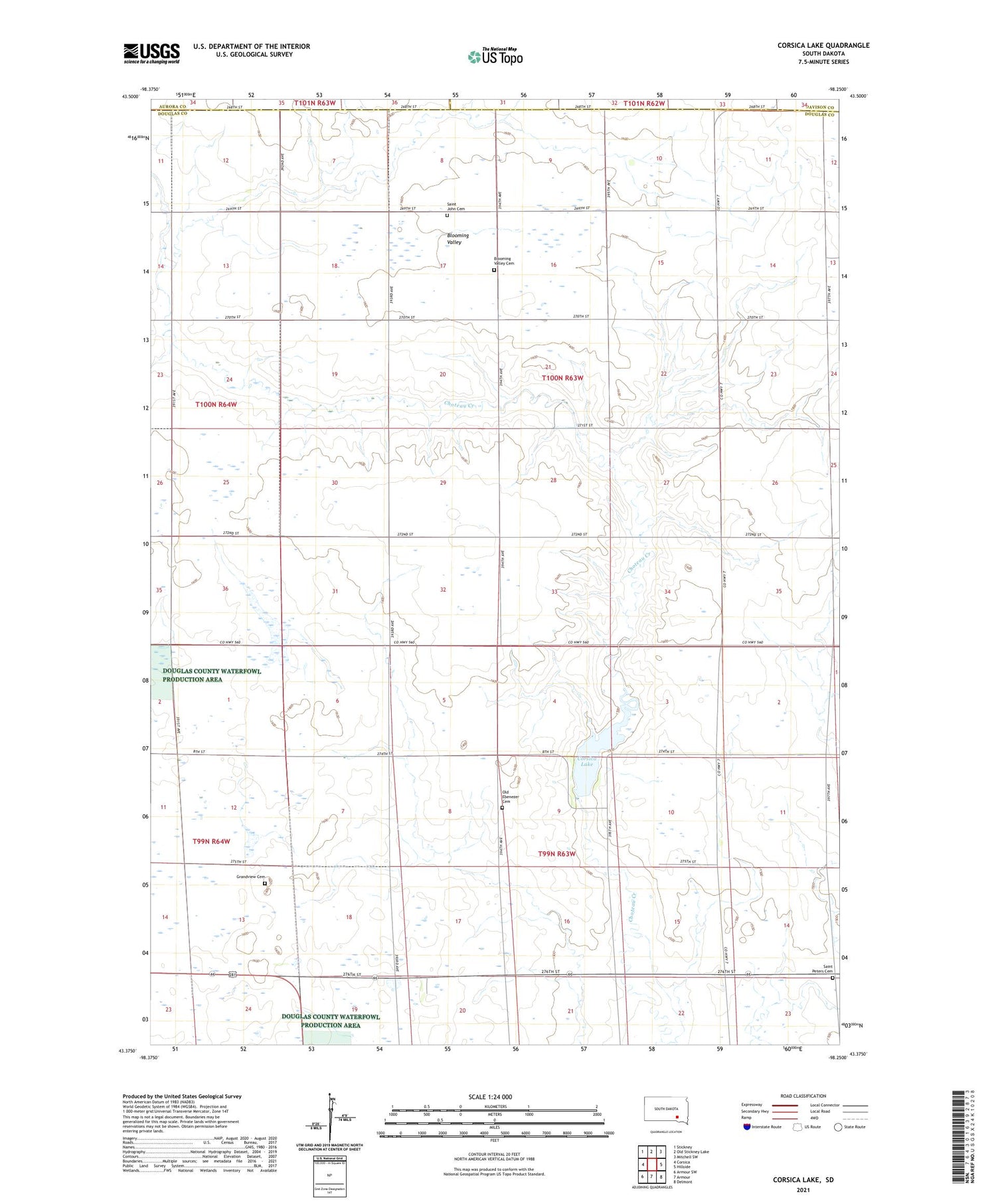 Corsica Lake South Dakota US Topo Map Image