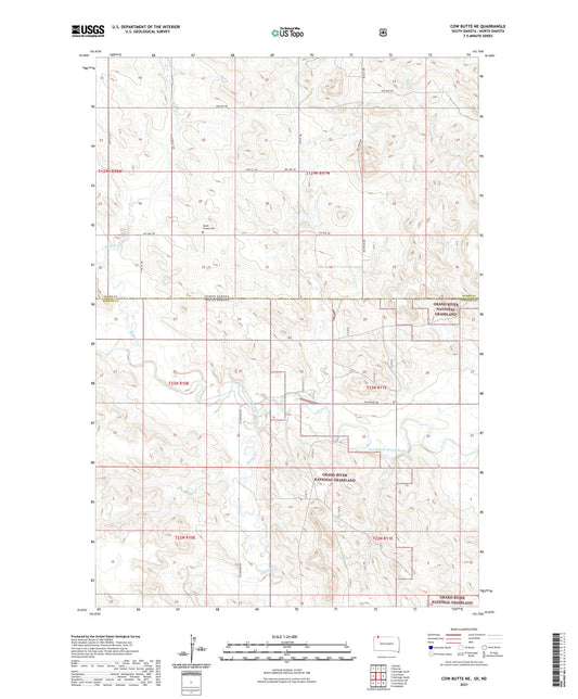 Cow Butte NE South Dakota US Topo Map Image