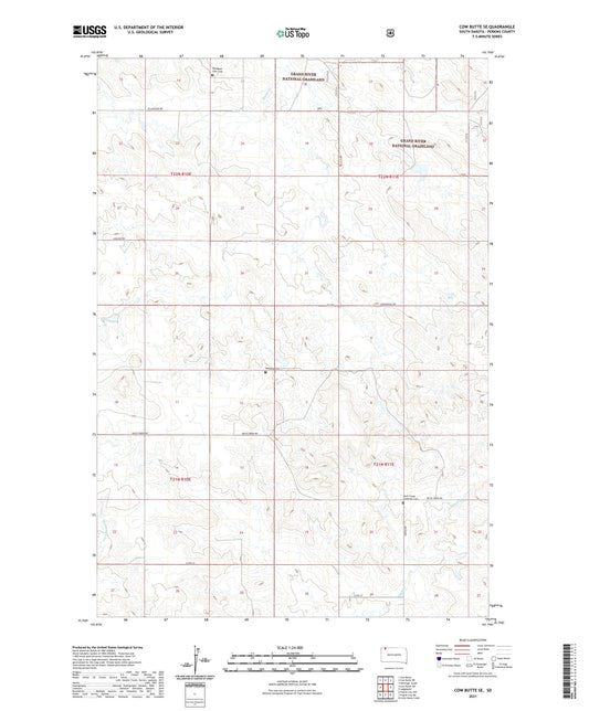 Cow Butte SE South Dakota US Topo Map Image