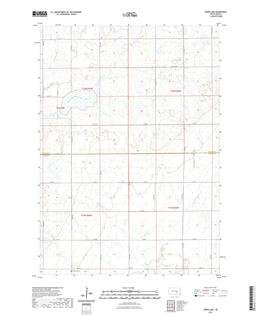 Crow Lake South Dakota US Topo Map Image