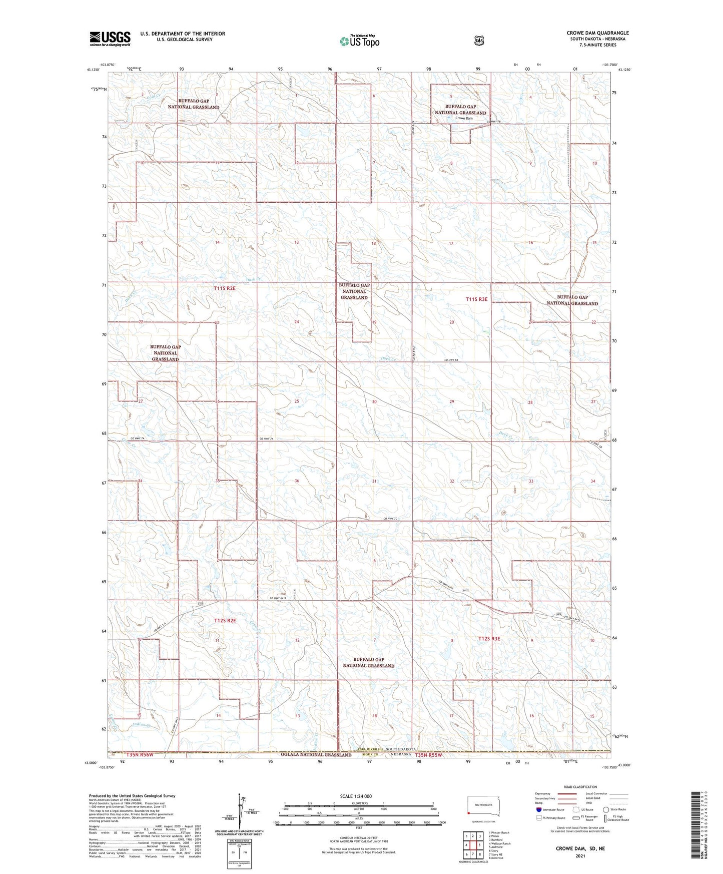 Crowe Dam South Dakota US Topo Map Image