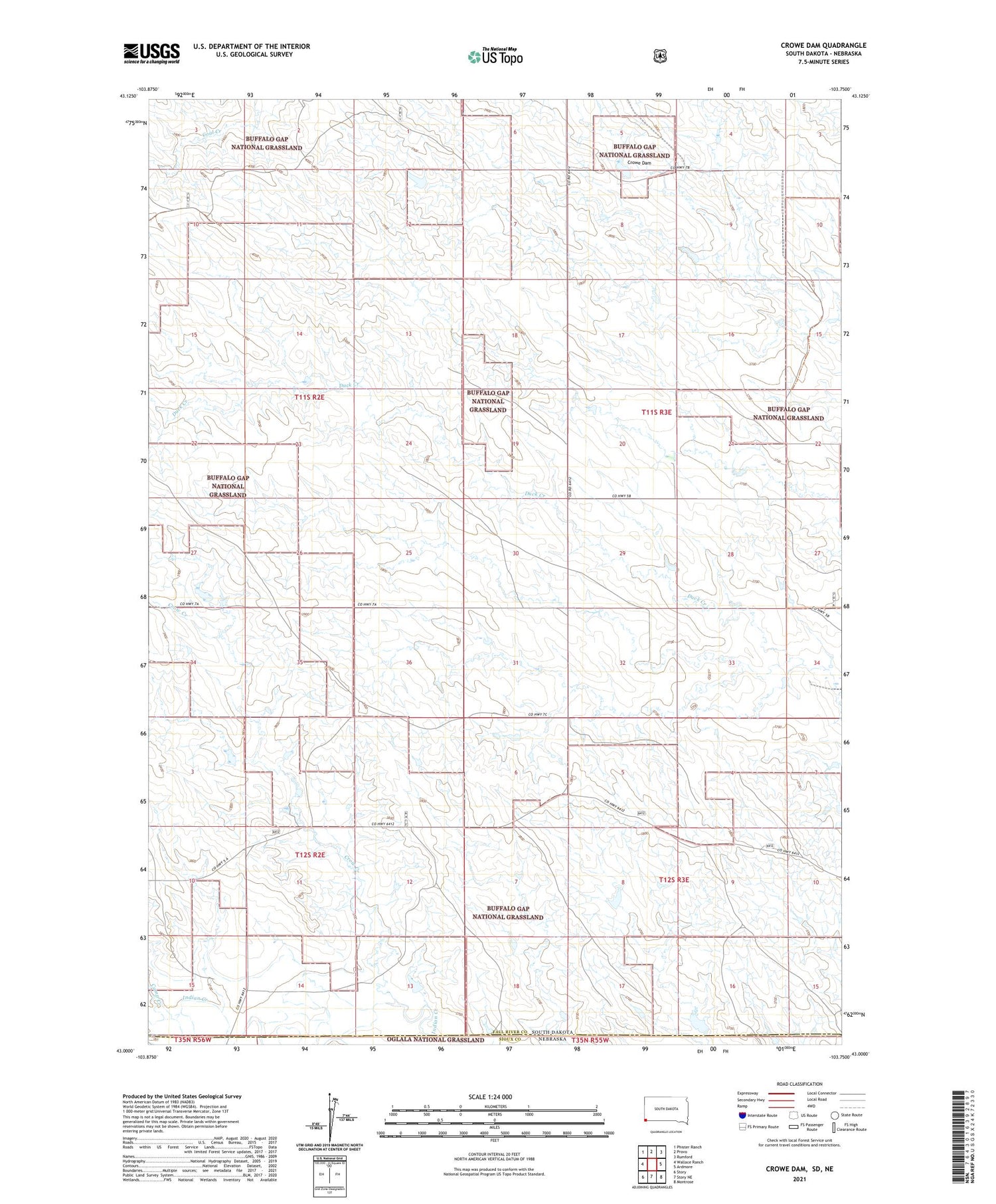 Crowe Dam South Dakota US Topo Map Image
