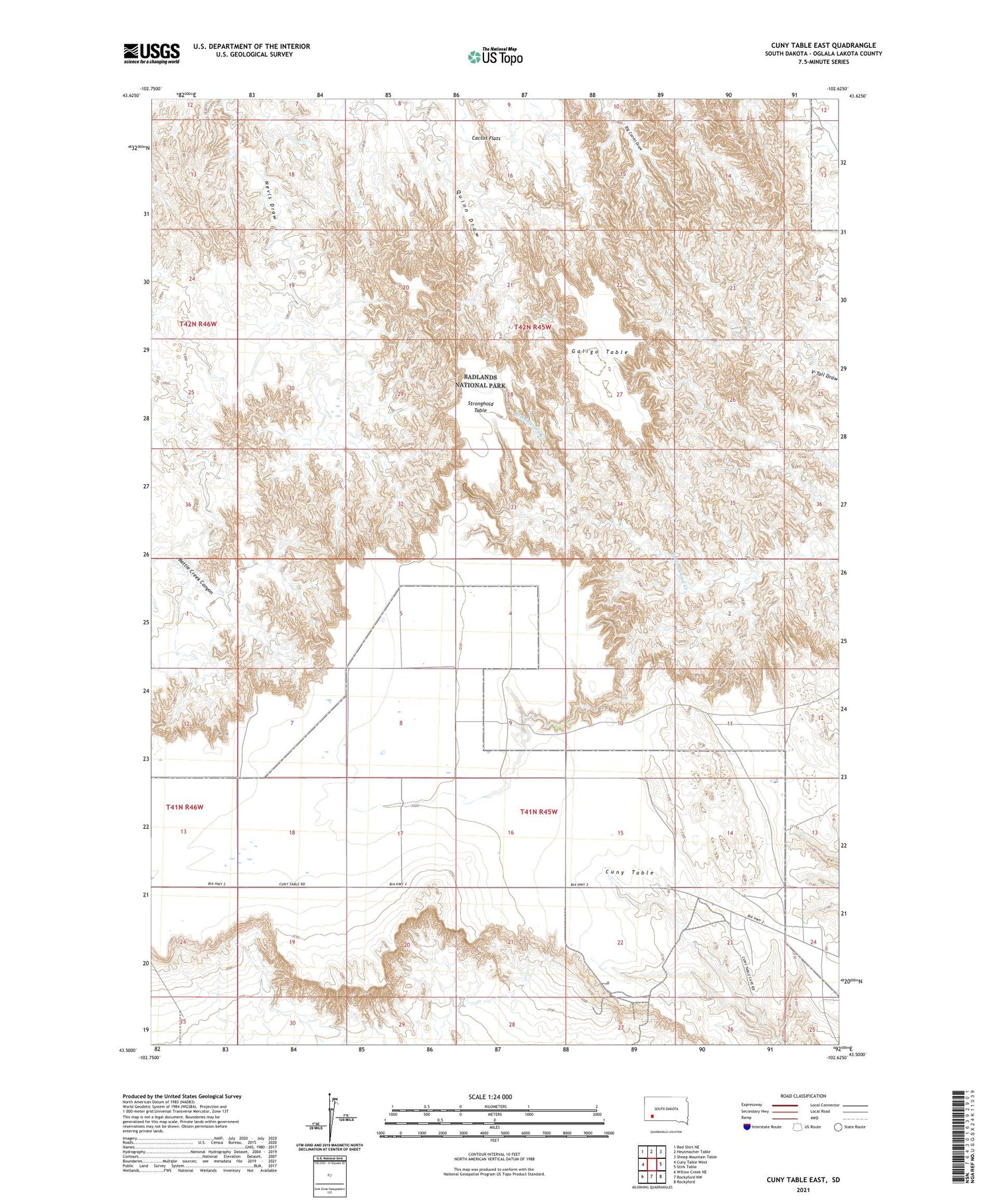 Cuny Table East South Dakota US Topo Map Image