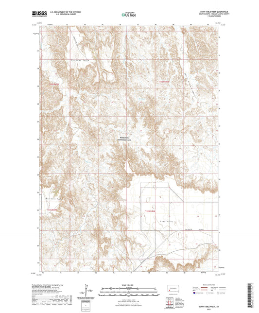 Cuny Table West South Dakota US Topo Map Image