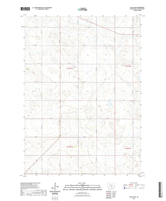 Dallas NW South Dakota US Topo Map Image