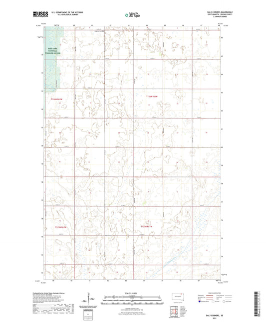 Daly Corners South Dakota US Topo Map Image