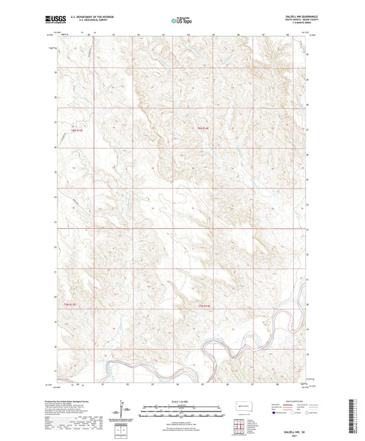 Dalzell NW South Dakota US Topo Map Image