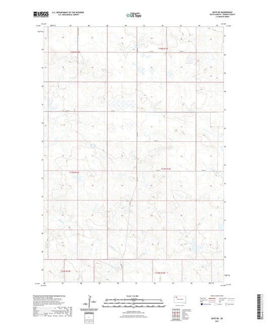 Date NE South Dakota US Topo Map Image