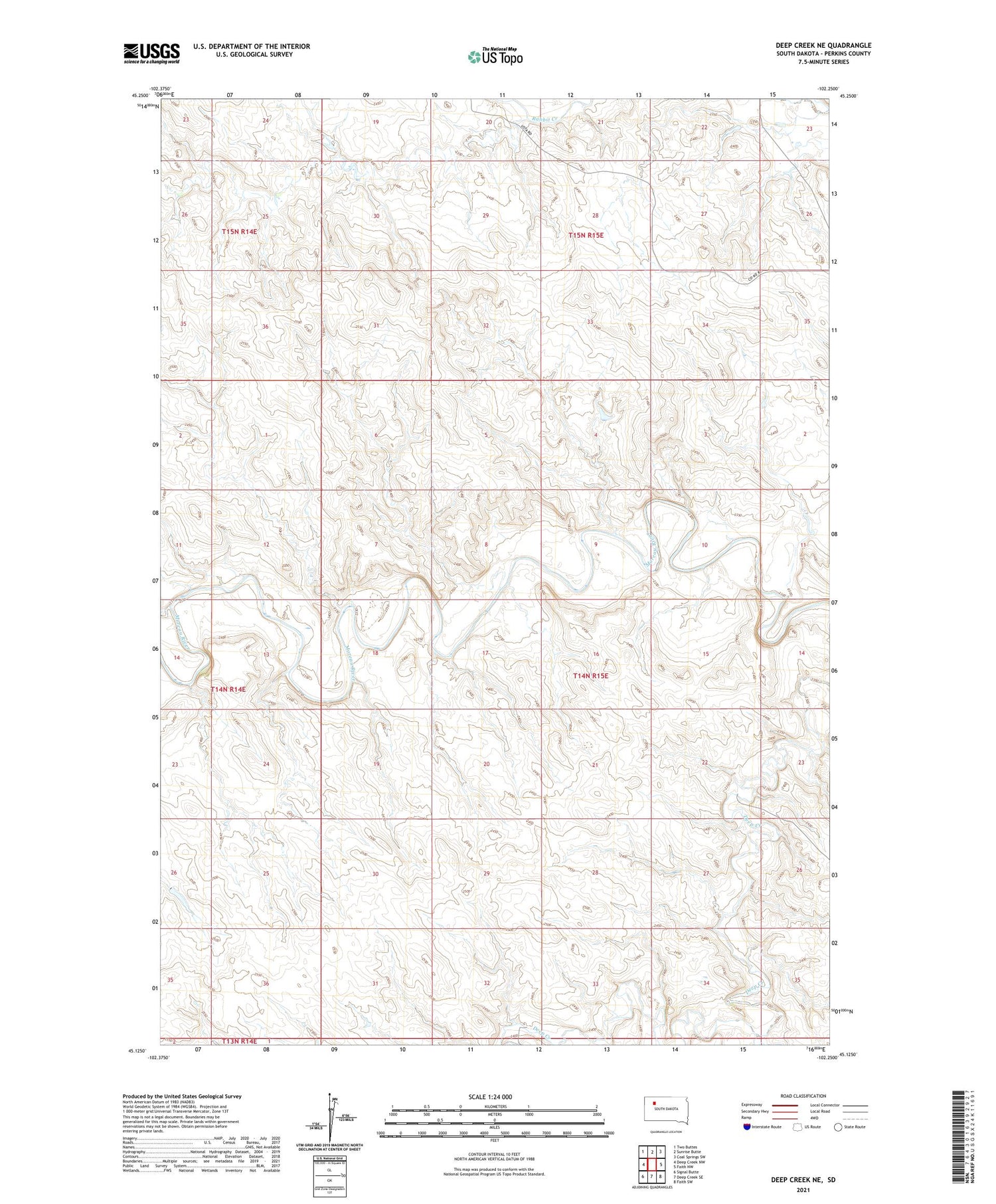 Deep Creek NE South Dakota US Topo Map Image