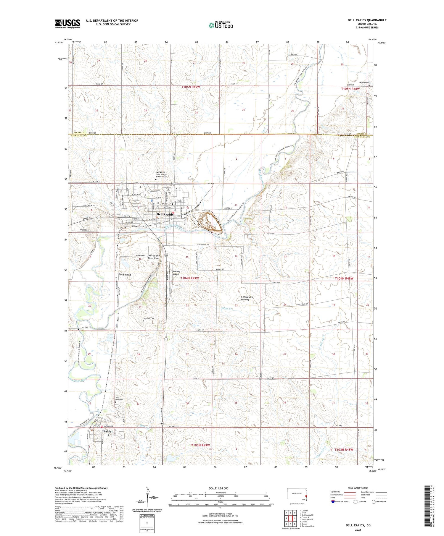 Dell Rapids South Dakota US Topo Map Image